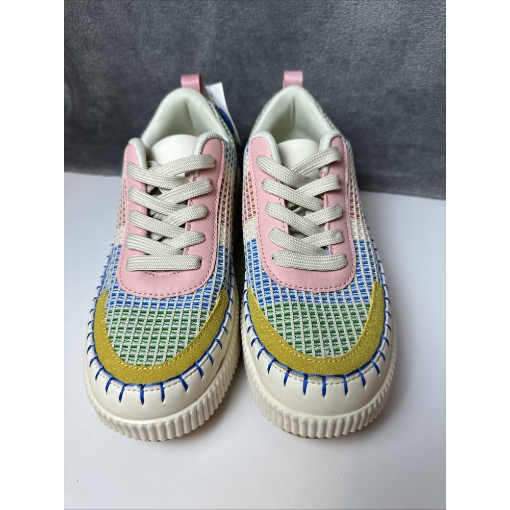 Nicole Miller New York Mixed Media Brita Platform Patch Sneaker Shoes NEW 7 - Picture 2 of 16